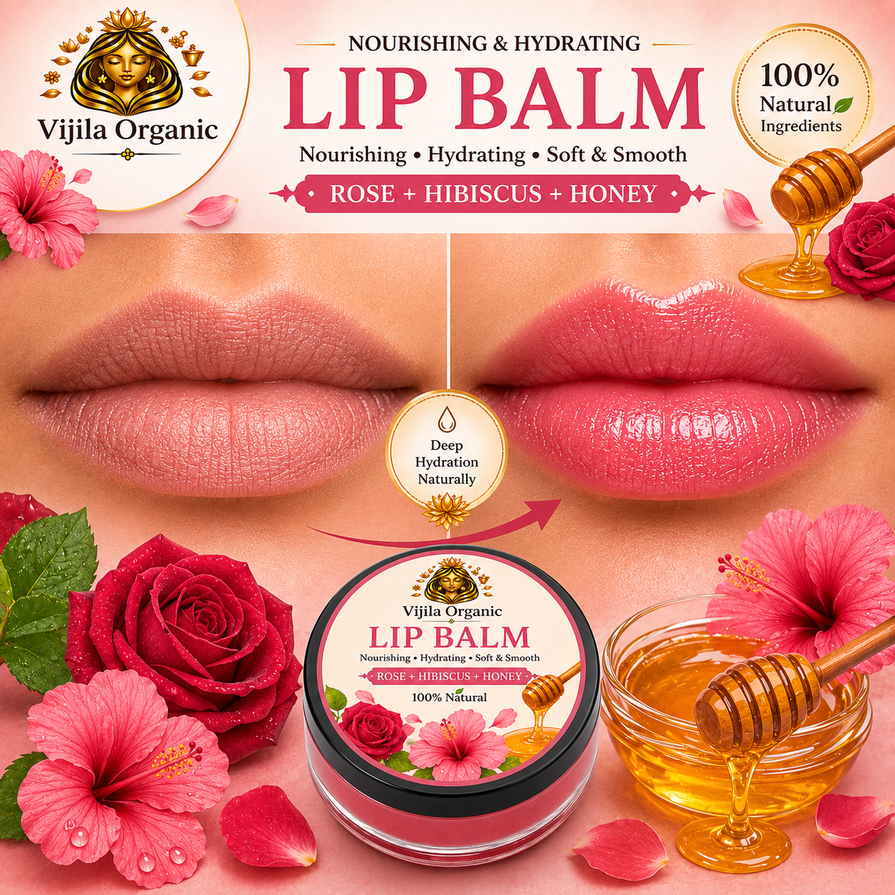Rose Hibiscus Honey Lip Balm