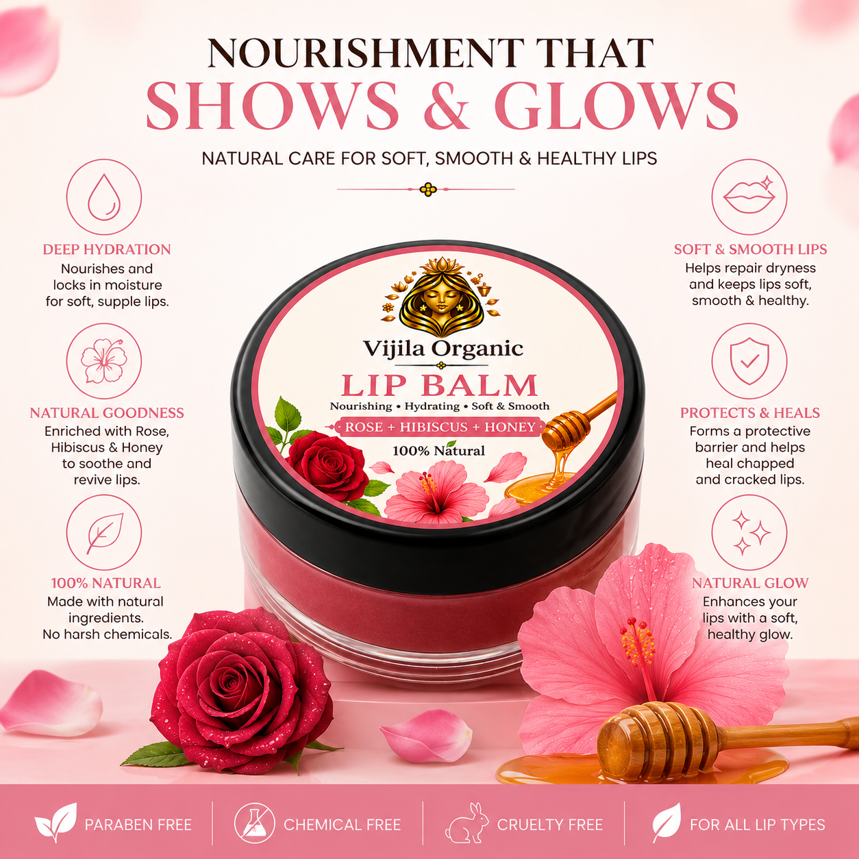 Rose Hibiscus Honey Lip Balm