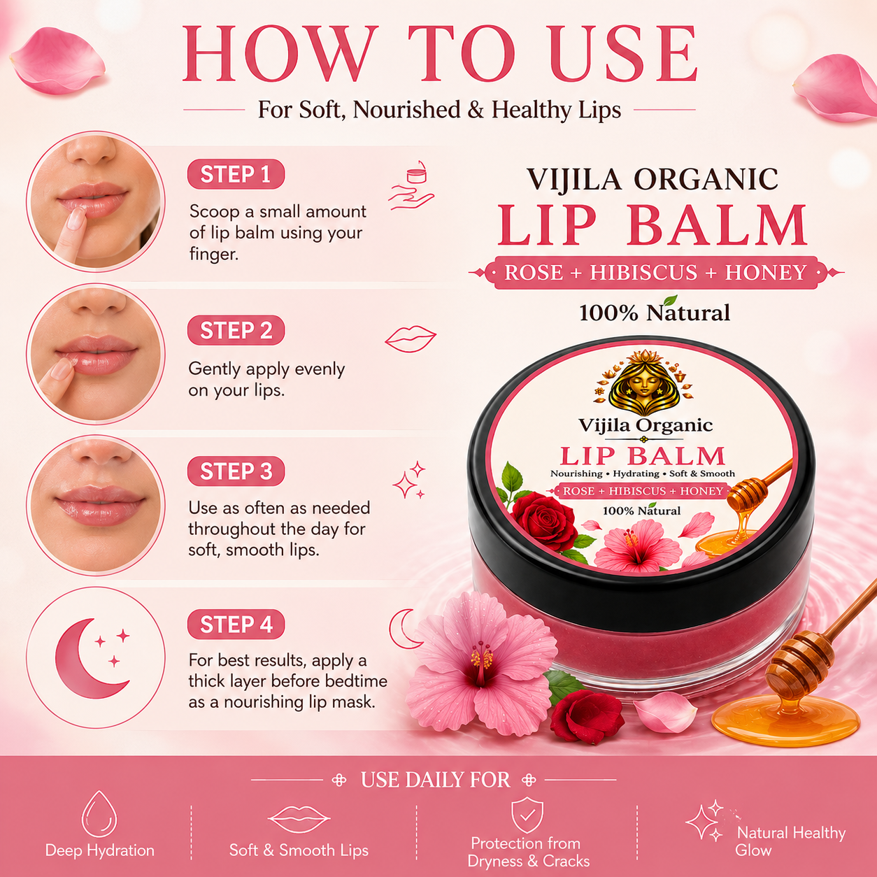 Rose Hibiscus Honey Lip Balm