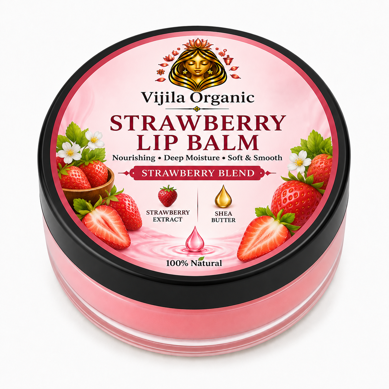 Lip Balm Combo Pack Of 3 - Strawberry + Triple Butter + Beetroot Manjistha